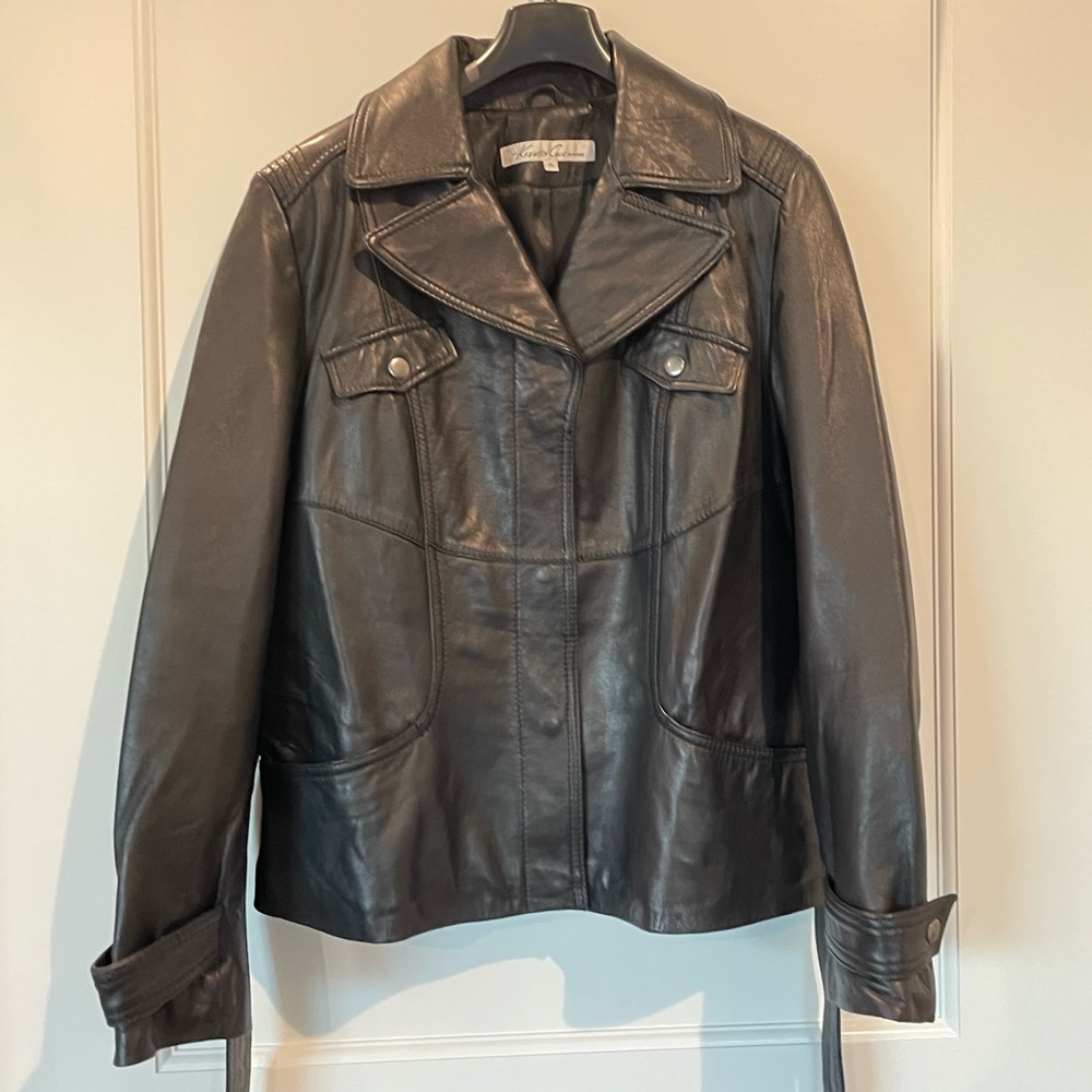 Kenneth Cole New York Black Leather Jacket Classic Fit